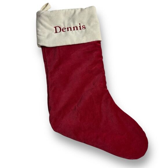 Pottery Barn Personalized Dennis Holiday Stocking 
Basic Red Velvet Medium - Picture 1 of 6
